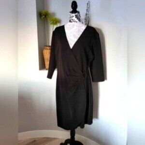 M.I.K.O Black Wrap Midi Dress NEW Sz XL 12-14